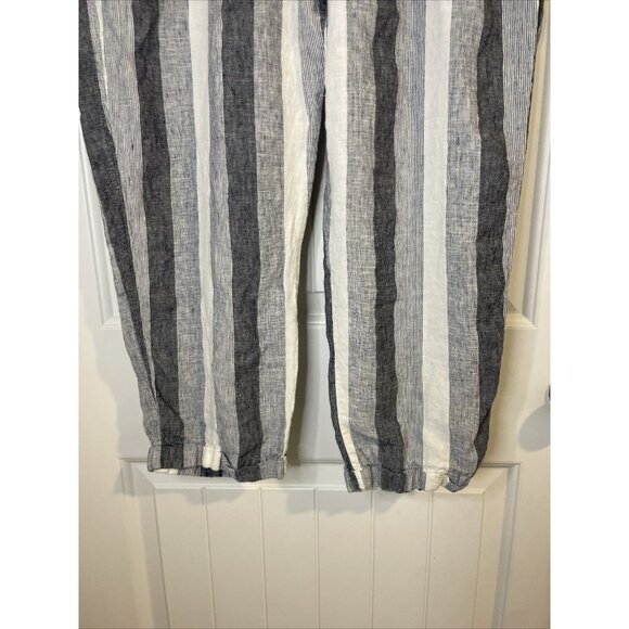 Allen Allen Women's XL Linen Pants Striped Wide Leg Beachy Coastal Boho - Picture 6 of 13